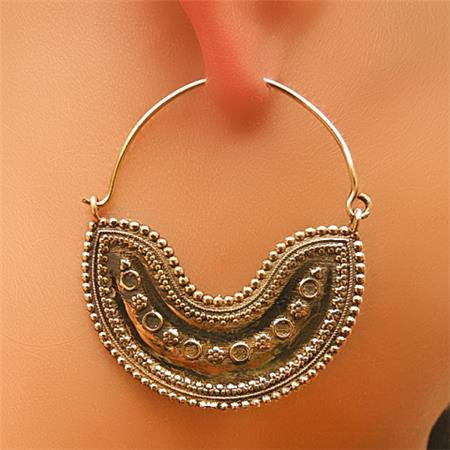Brass Earrings - Brass Hoops Earrings - Gypsy Earrings - Tribal Earrings - Ethnic Earrings - Indian Earrings - Statement Earrings - Tribal Hoops