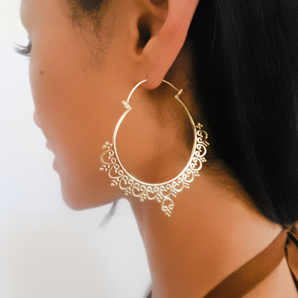 Brass Earrings - Brass Hoops Earrings - Gypsy Earrings - Tribal Earrings - Ethnic Earrings - Indian Earrings - Statement Earrings - Tribal Hoops